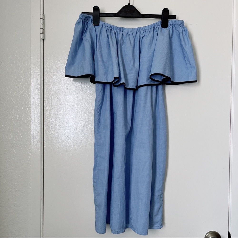 J Crew Off the Shoulder Light Blue Dress